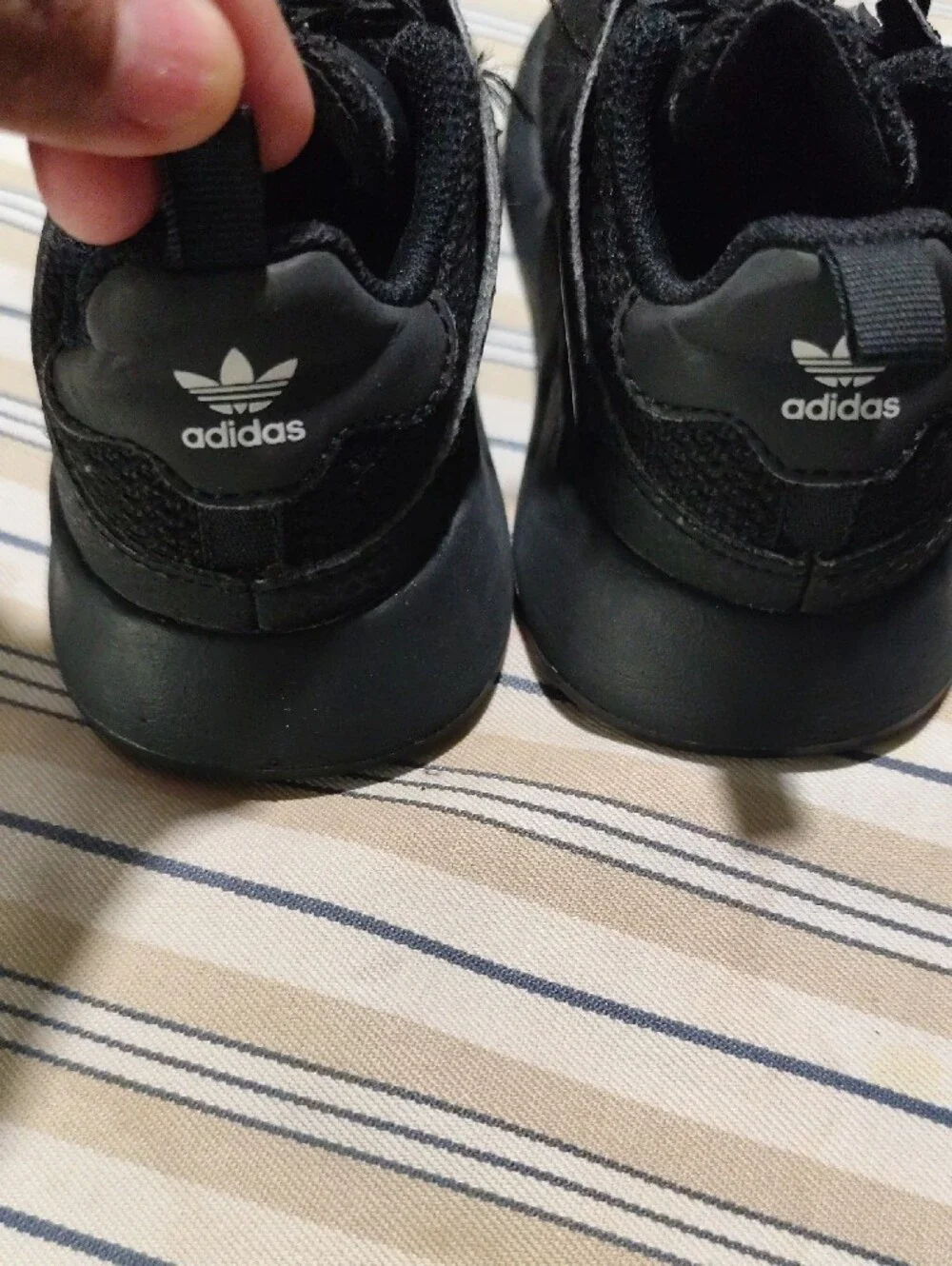 adidas Black Knit Running Shoes with Trefoil